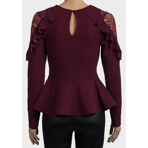 Long Sleeve Peplum Ladies Blouse