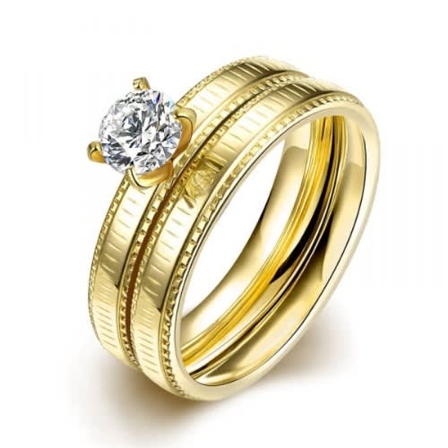 Lzeshine Zirconia Wedding & Engagement Ring - 2 Piece Set