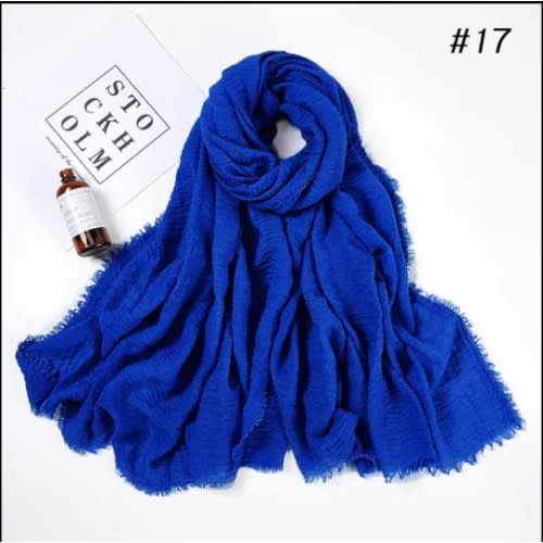 Plain Cotton Handmade Scarf - Blue