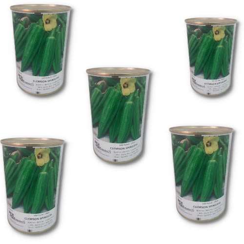 Clemson Spineless Okro Seeds - 100 Grams - 5 Tins
