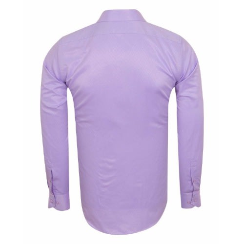 Men's Long Sleeve Shirt With Matching Tie  - Lilac And Floral Black