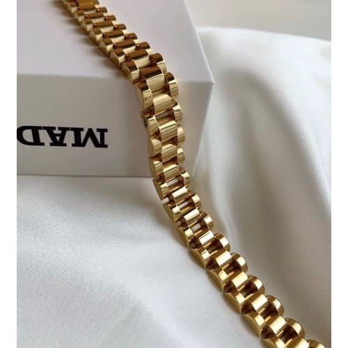 Slim Polished Steel Gold Men’s Luxury Bracelet Link