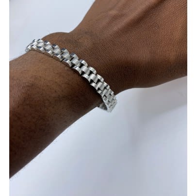 Stainless Polished Steel Men’s Link Bracelet - Silver
