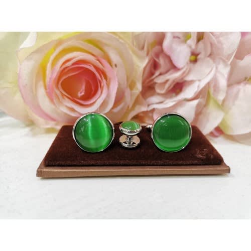 Cufflinks - Green And Silver