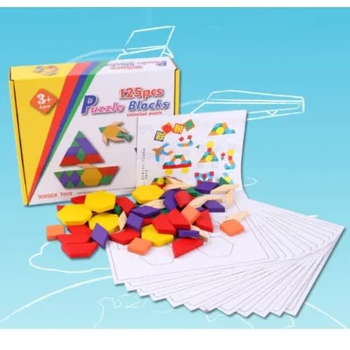 125 Pieces Wooden Puzzle Blocks