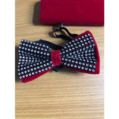 Men's Suede Bow Tie - Red