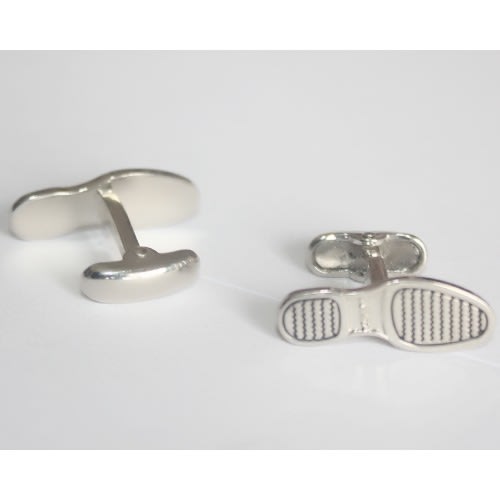 Adorable Slipper Shaped Cuff Links Silver/black Mc-6063
