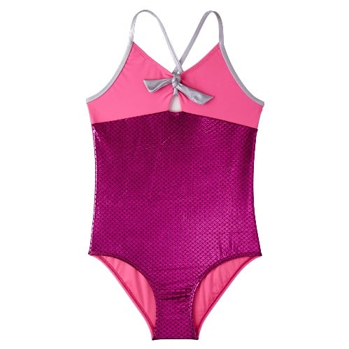 Shinning Metalic Mermaid Swimsuit - Upf 50+ Protection - 1 Piece- Pink
