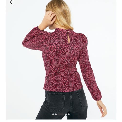 Leopard Print Ruched Top - Pink