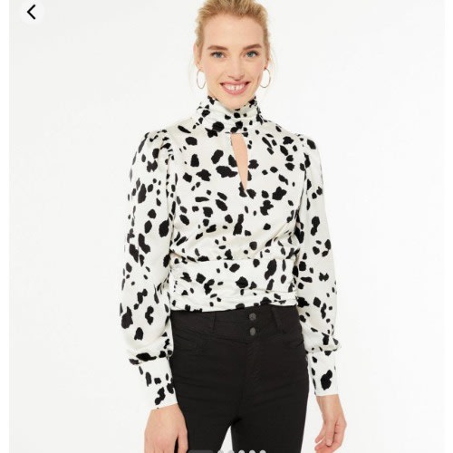 Animal Print Satin Top - White
