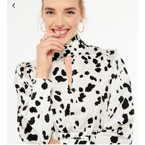 Animal Print Satin Top - White