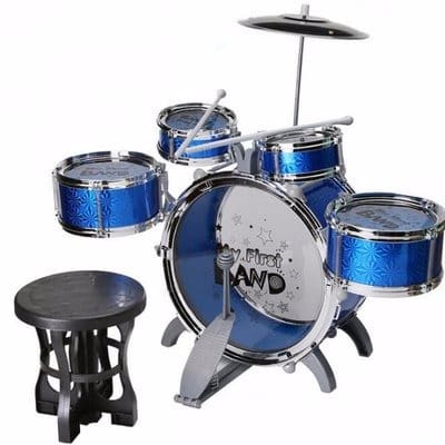 10-Piece Jazz Drum Set For Kids with Chair - Blue