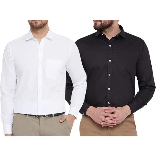 Men's Formal Shirt- 2pieces - White & Black