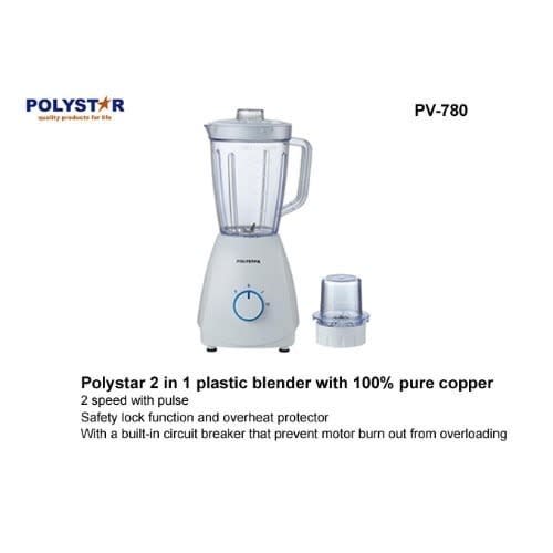 2 In 1 Plastic Blender With 100% Pure Copper - 1.5l - 400w - Pv-780