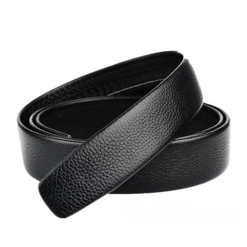Men's Leather Belt With Automatic Buckle-Black & Silver