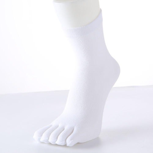 Five Toes Plain Running - exercise - casual Socks-White - A Pair