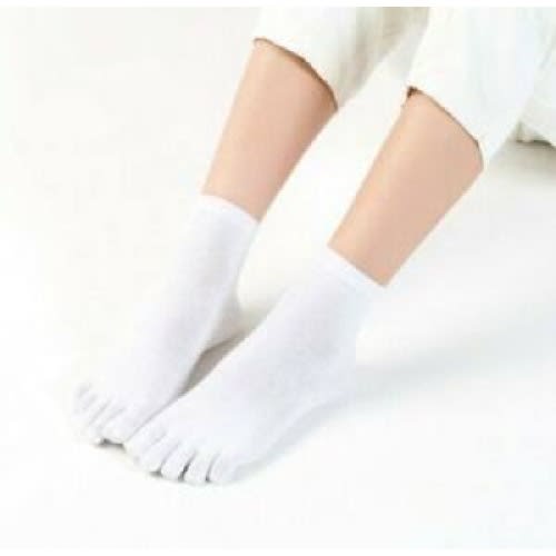 Five Toes Plain Running - exercise - casual Socks-White - A Pair