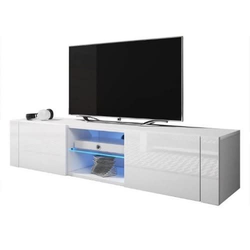Sadia Meble Furniture & Rugs Tv Stand, White With High Gloss Doors -65