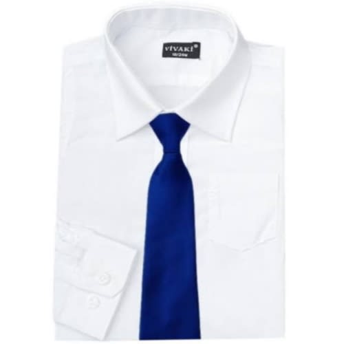 Men Formal Dress Shirt With Matching Blue Tie - White
