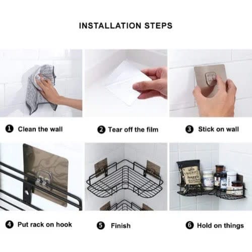 Set Of 2 Bathroom Shower Caddy - Shelf Adhesive Metal Wall Mounted Storage/ Organizer