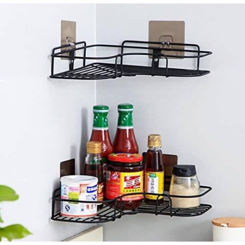 Set Of 2 Bathroom Shower Caddy - Shelf Adhesive Metal Wall Mounted Storage/ Organizer