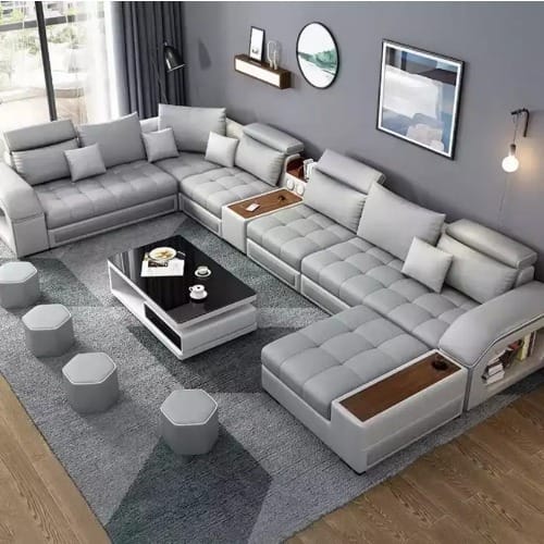 Soca Modern Leather Sofa - Grey
