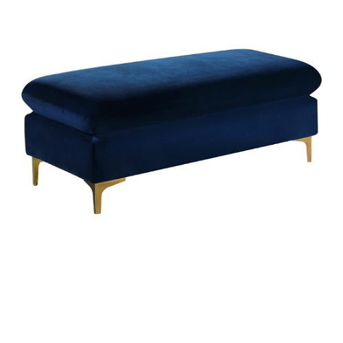 Velvet Ottoman/bench, Gold And Chrome Leg Set, Navy