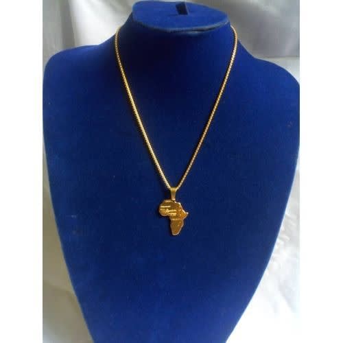 African Pendant With Linked Gold Plated Chain