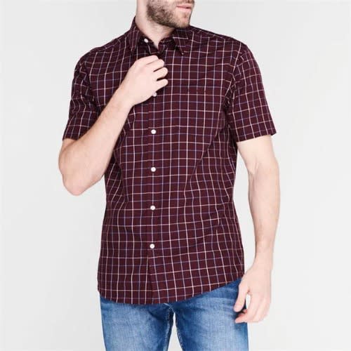Short Sleeve Shirt Men Burgundy
