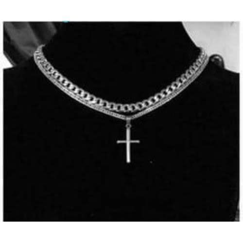 Cuban Chain With Cross Pendant- Silver