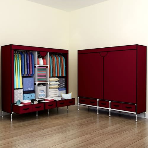 Storage Wardrobe -Drawers -185x B-45x H-172cm-Wine