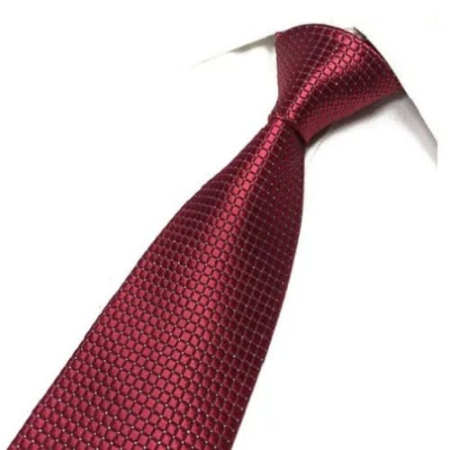 Men's Elegant Micro Diamond Patterned Neck Tie - Wine Red