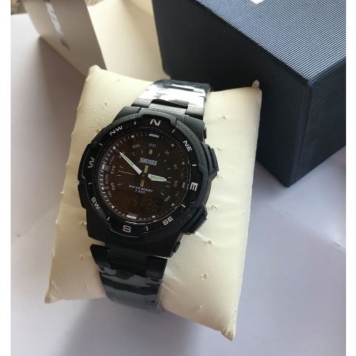 Dual Time Men's  Wrist Watch - Black