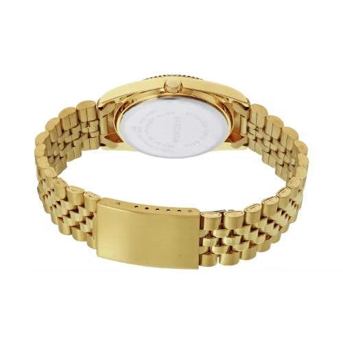 Gold Plated Bracelet Watch With Black Dial