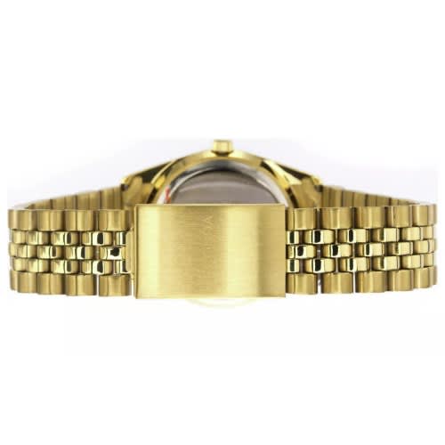 Gold Plated Bracelet Watch With Black Dial