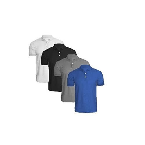 Men's Collar Neck Polo - White, Black, Ash And Blue