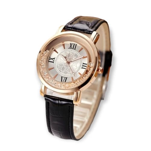 Women's Leather Strap Watch - Black