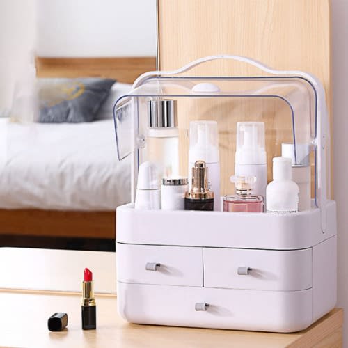 Cosmetic Organiser Storage Box - Dust-proof Makeup Drawers With Lid Waterproof Case