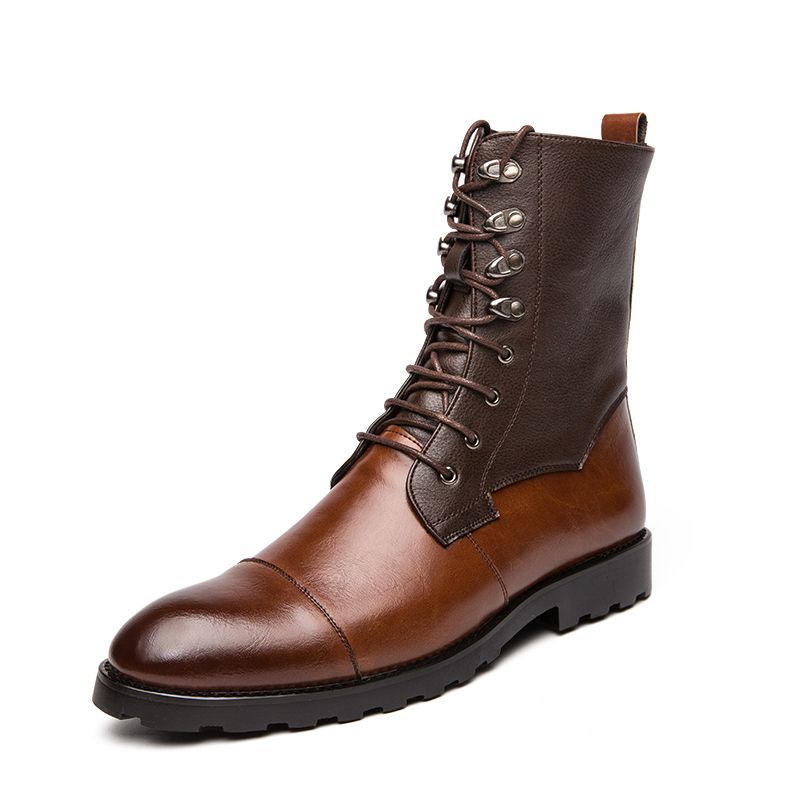 Mens Ankle Top Oxfords Boots Dress Derby Booties-Brown