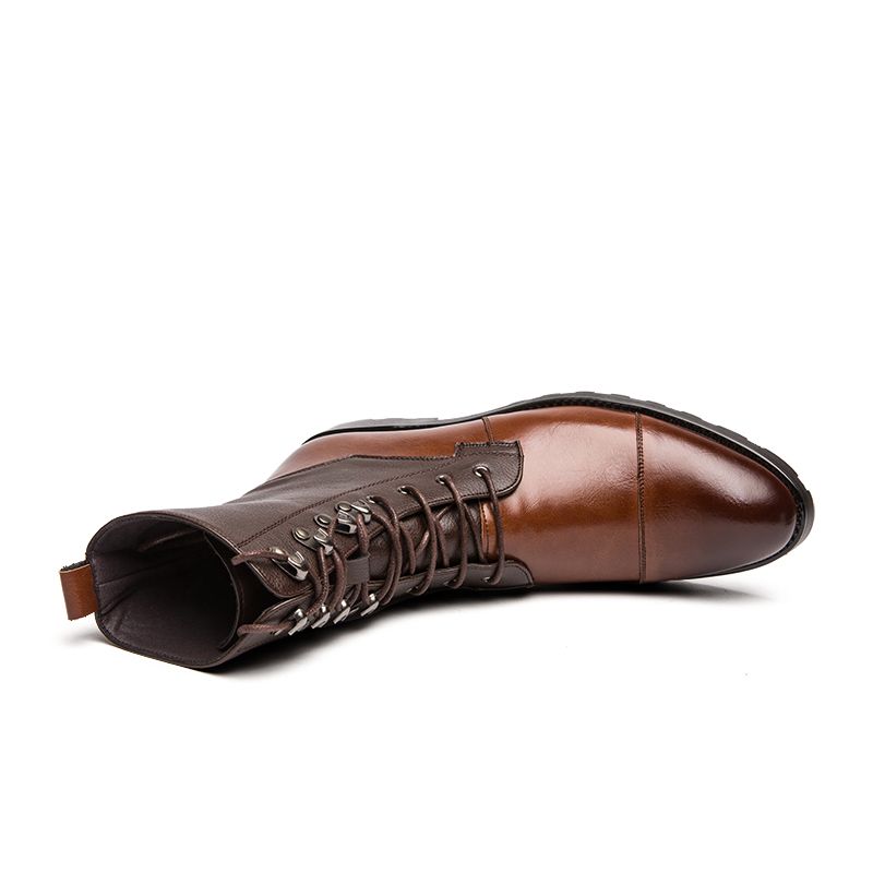 Mens Ankle Top Oxfords Boots Dress Derby Booties-Brown
