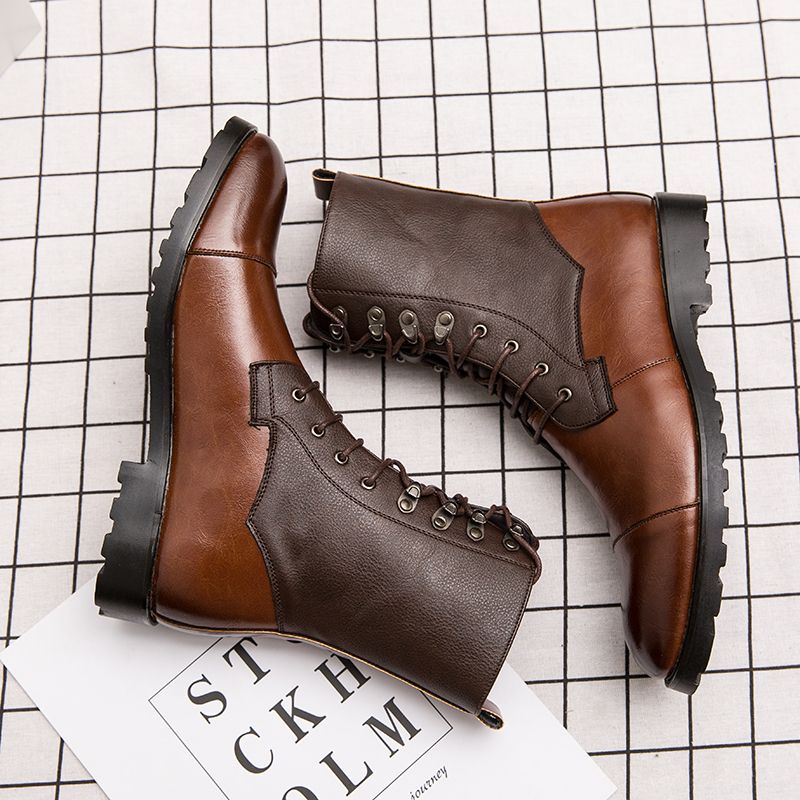 Mens Ankle Top Oxfords Boots Dress Derby Booties-Brown
