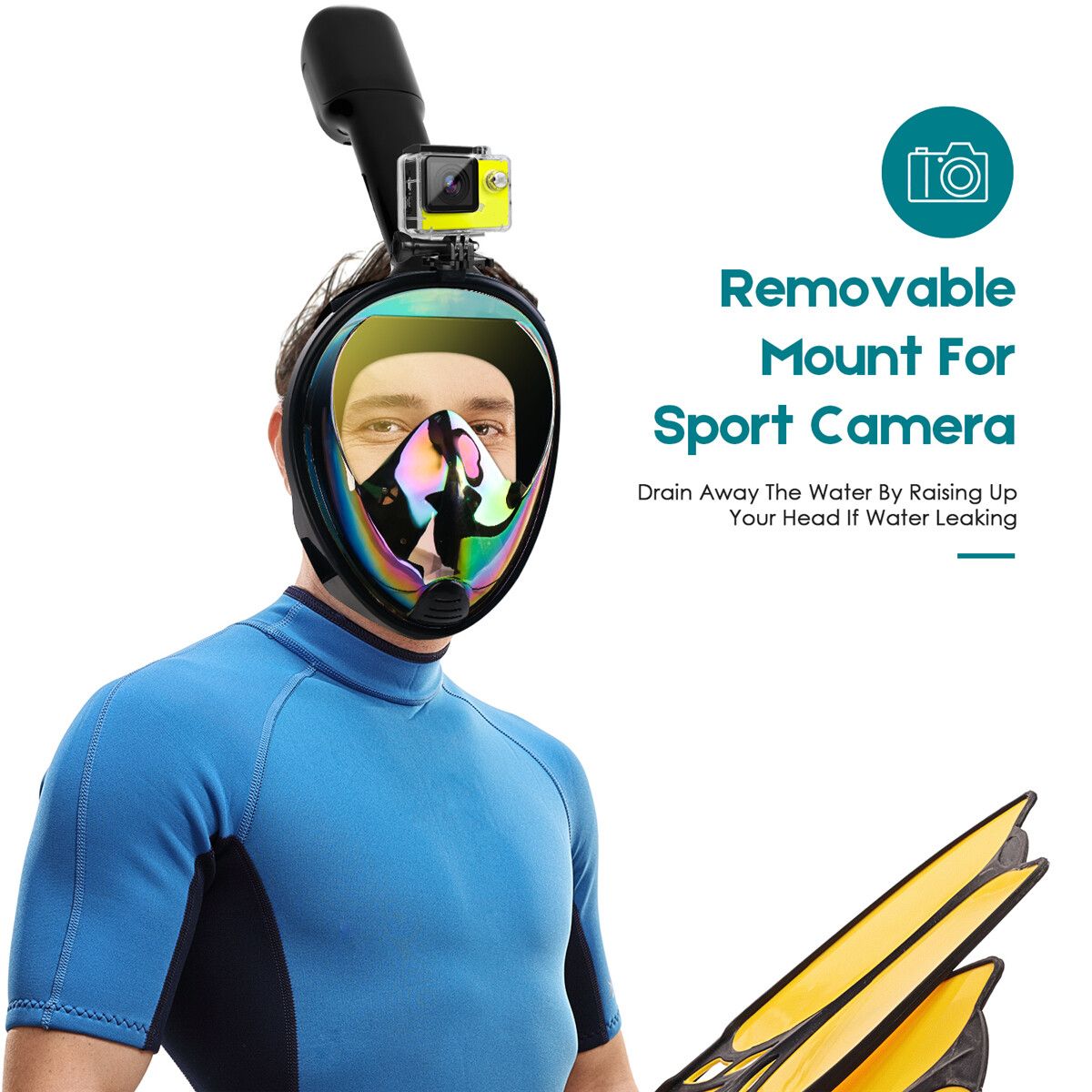 Anti-Fog/UV Swimming Diving Full Face 180° Surface Snorkel Scuba S/M/L/XL S M