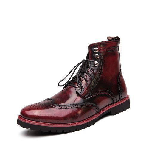 Big Size Mens Ankle Boots Chelsea Boots-Red