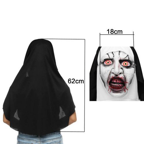 Halloween The Nun Full Head Cosplay Horror Valak Scary Zombie Makeup