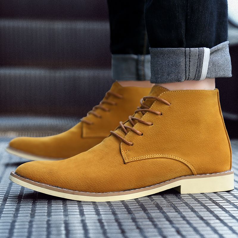 Men Fashion Boots Lace-up Leather Business Shoes Brown