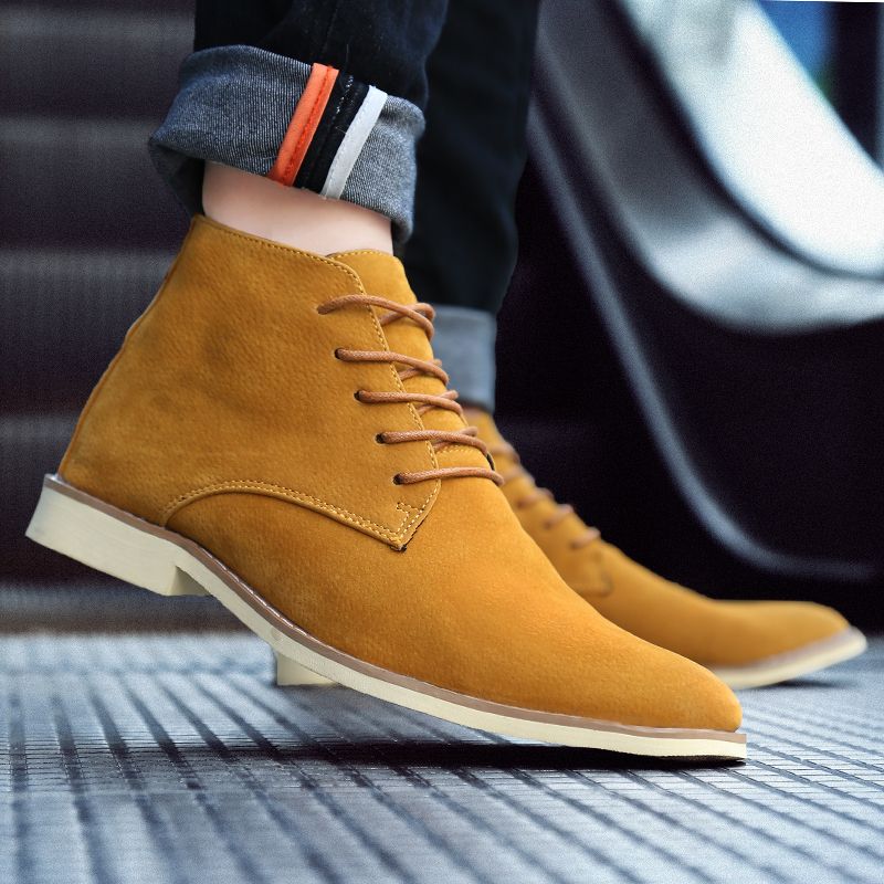 Men Fashion Boots Lace-up Leather Business Shoes Brown