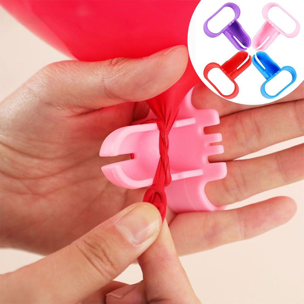 8Pcs Plastic Air Balloon Knotter Tie Tying Sealing Tool-Pink