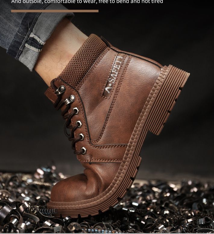 Mens Work Boots Leather Steel Toe Shoes Safety Shoes