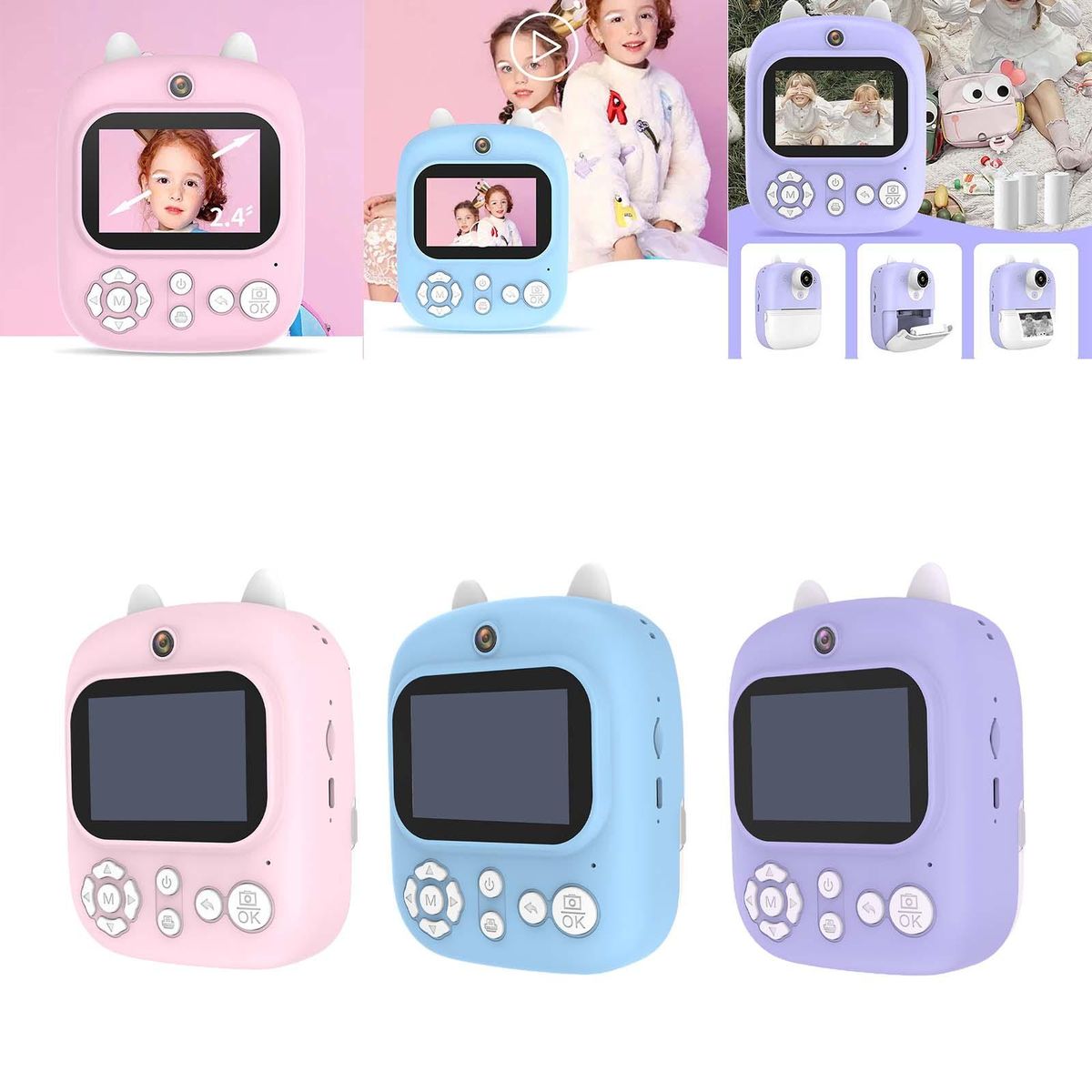 Children Instant Camera Child Selfie Camera Toy 2 Pink
