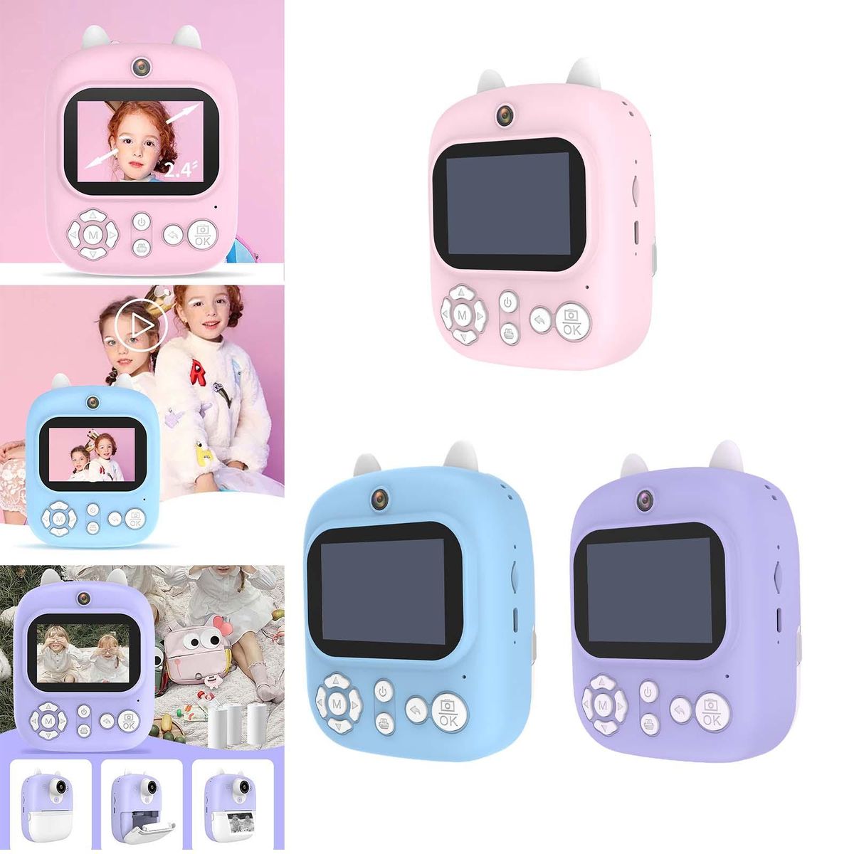 Children Instant Camera Child Selfie Camera Toy 2 Pink